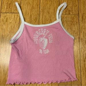 John Galt/Brandy Melville strawberry fields tank (color: pink & white) one size
